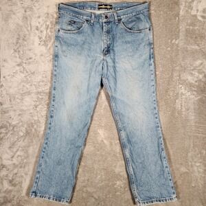 Lee Regular Fit Jeans Mens 38x30 Light Wash Blue Good Straight Leg 100% Cotton